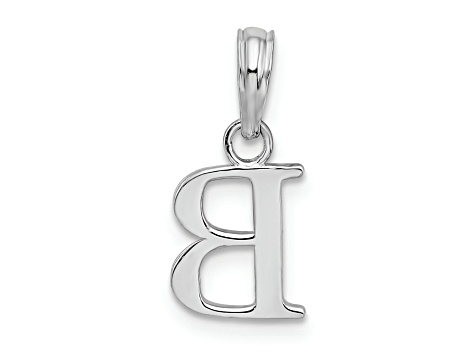 Sterling Silver Polished Block Initial -B- Pendant