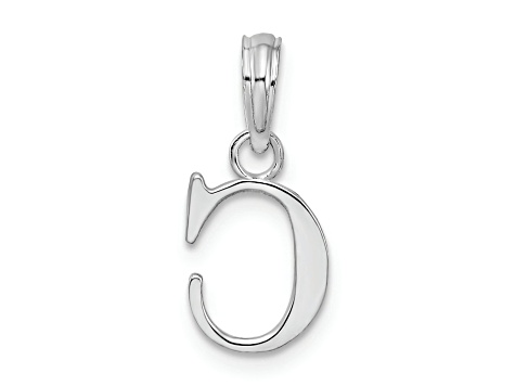 Sterling Silver Polished Block Initial -C- Pendant