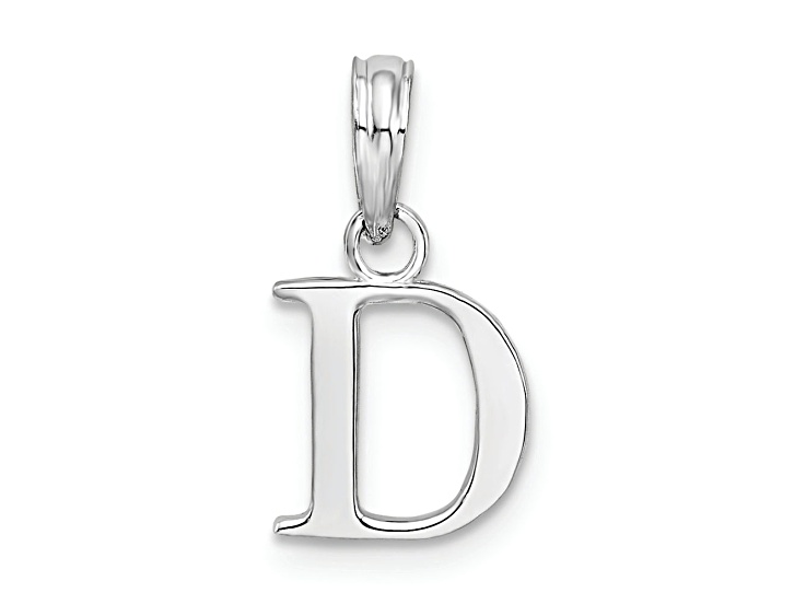 Sterling Silver Polished Block Initial -D- Pendant