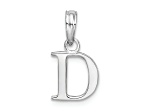 Sterling Silver Polished Block Initial -D- Pendant