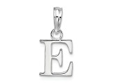 Sterling Silver Polished Block Initial -E- Pendant