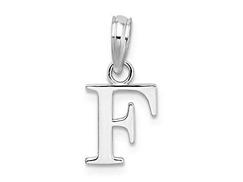 Sterling Silver Polished Block Initial -F- Pendant