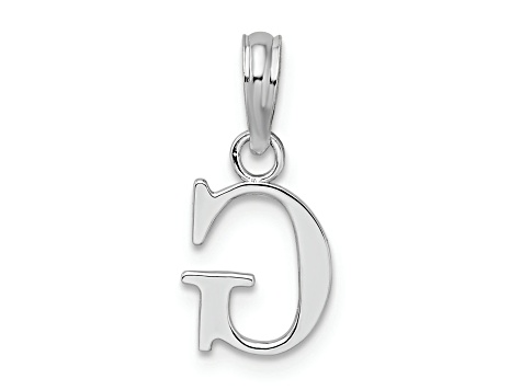 Sterling Silver Polished Block Initial -G- Pendant