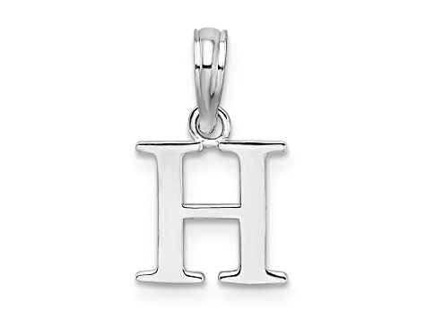 Sterling Silver Polished Block Initial -H- Pendant