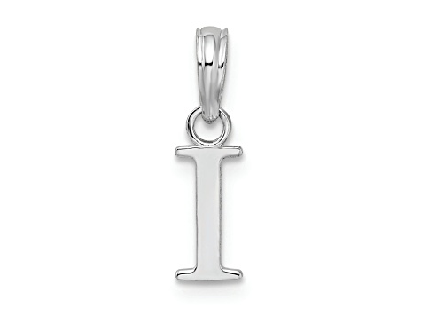 Sterling Silver Polished Block Initial -I- Pendant