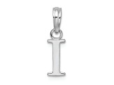 Sterling Silver Polished Block Initial -I- Pendant