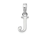 Sterling Silver Polished Block Initial -J- Pendant