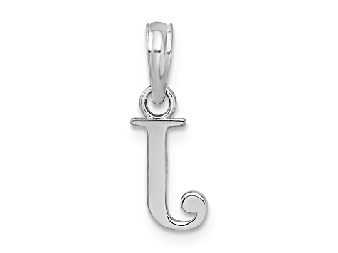 Sterling Silver Polished Block Initial -J- Pendant