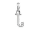 Sterling Silver Polished Block Initial -J- Pendant