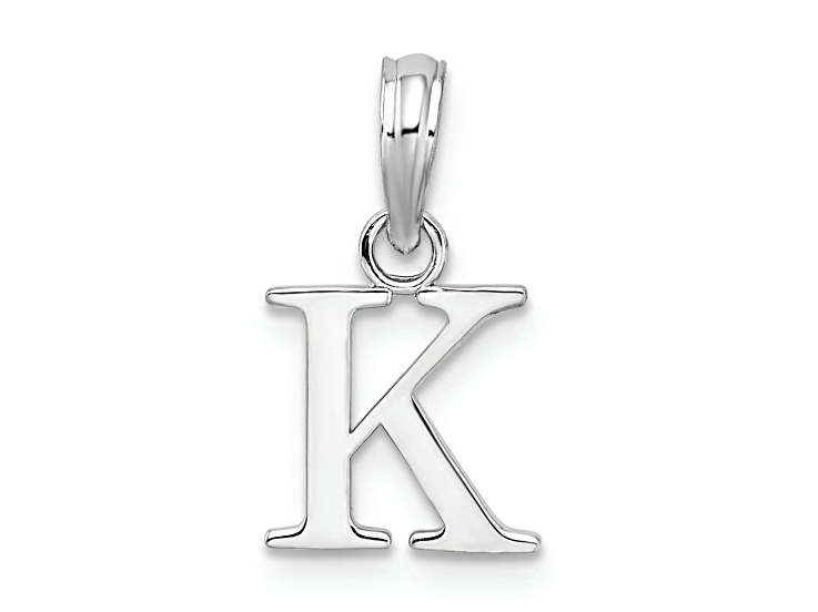 Sterling Silver Polished Block Initial -K- Pendant