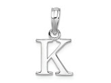 Sterling Silver Polished Block Initial -K- Pendant