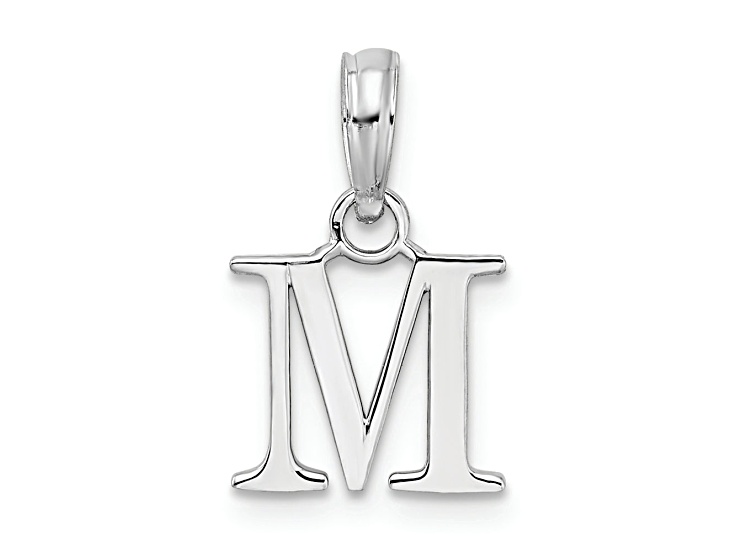 Sterling Silver Polished Block Initial -M- Pendant