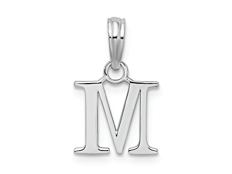Sterling Silver Polished Block Initial -M- Pendant