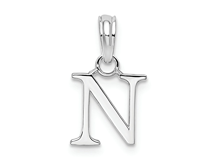 Sterling Silver Polished Block Initial -N- Pendant