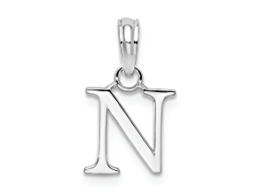 Sterling Silver Polished Block Initial -N- Pendant