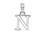 Sterling Silver Polished Block Initial -N- Pendant