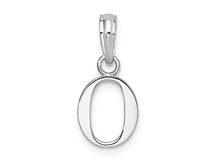 Sterling Silver Polished Block Initial -O- Pendant