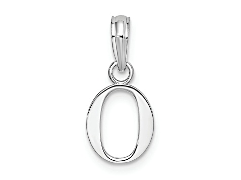 Sterling Silver Polished Block Initial -O- Pendant