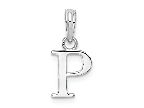 Sterling Silver Polished Block Initial -P- Pendant