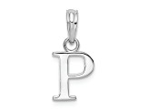 Sterling Silver Polished Block Initial -P- Pendant