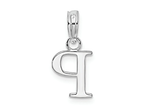 Sterling Silver Polished Block Initial -P- Pendant