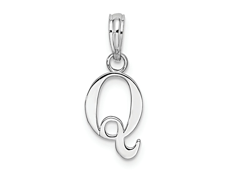 Sterling Silver Polished Block Initial -Q- Pendant