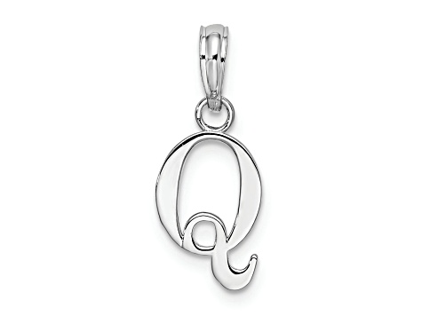 Sterling Silver Polished Block Initial -Q- Pendant