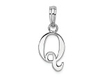 Sterling Silver Polished Block Initial -Q- Pendant