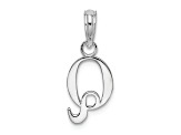 Sterling Silver Polished Block Initial -Q- Pendant