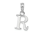 Sterling Silver Polished Block Initial -R- Pendant
