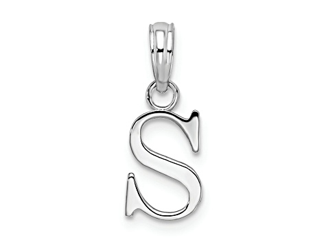 Sterling Silver Polished Block Initial -S- Pendant