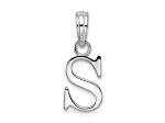 Sterling Silver Polished Block Initial -S- Pendant