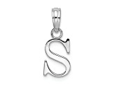 Sterling Silver Polished Block Initial -S- Pendant