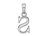 Sterling Silver Polished Block Initial -S- Pendant