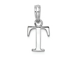 Sterling Silver Polished Block Initial -T- Pendant