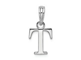 Sterling Silver Polished Block Initial -T- Pendant