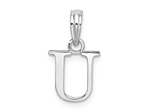 Sterling Silver Polished Block Initial -U- Pendant