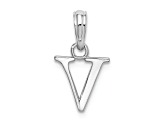 Sterling Silver Polished Block Initial -V- Pendant