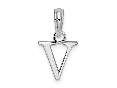 Sterling Silver Polished Block Initial -V- Pendant