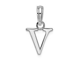 Sterling Silver Polished Block Initial -V- Pendant