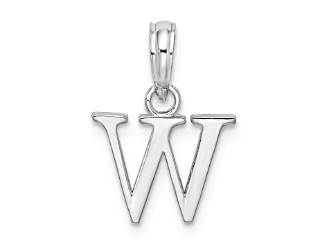 Sterling Silver Polished Block Initial -W- Pendant