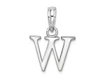 Sterling Silver Polished Block Initial -W- Pendant