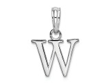 Sterling Silver Polished Block Initial -W- Pendant