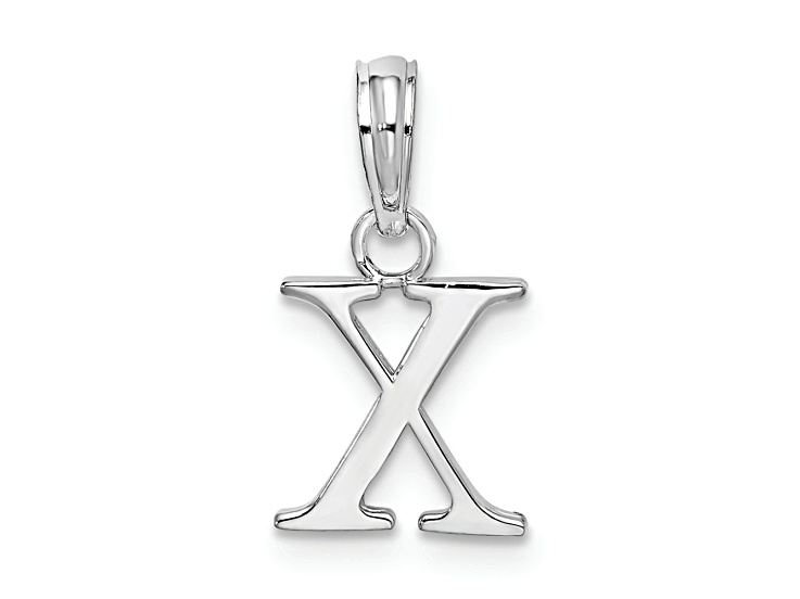 Sterling Silver Polished Block Initial -X- Pendant