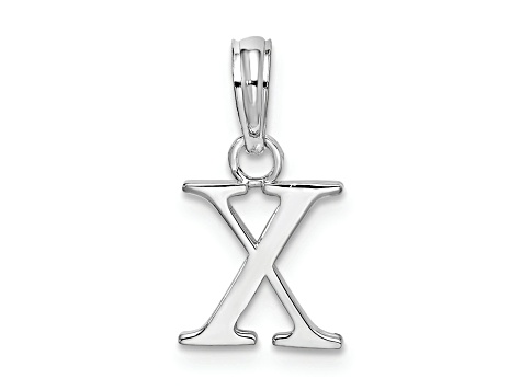 Sterling Silver Polished Block Initial -X- Pendant