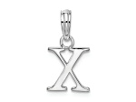 Sterling Silver Polished Block Initial -X- Pendant