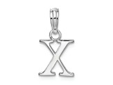 Sterling Silver Polished Block Initial -X- Pendant