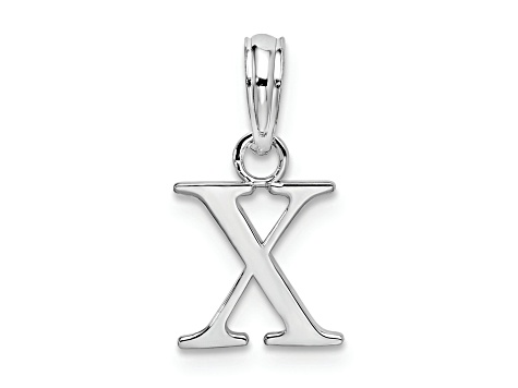 Sterling Silver Polished Block Initial -X- Pendant