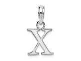 Sterling Silver Polished Block Initial -X- Pendant