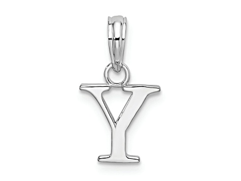 Sterling Silver Polished Block Initial -Y- Pendant